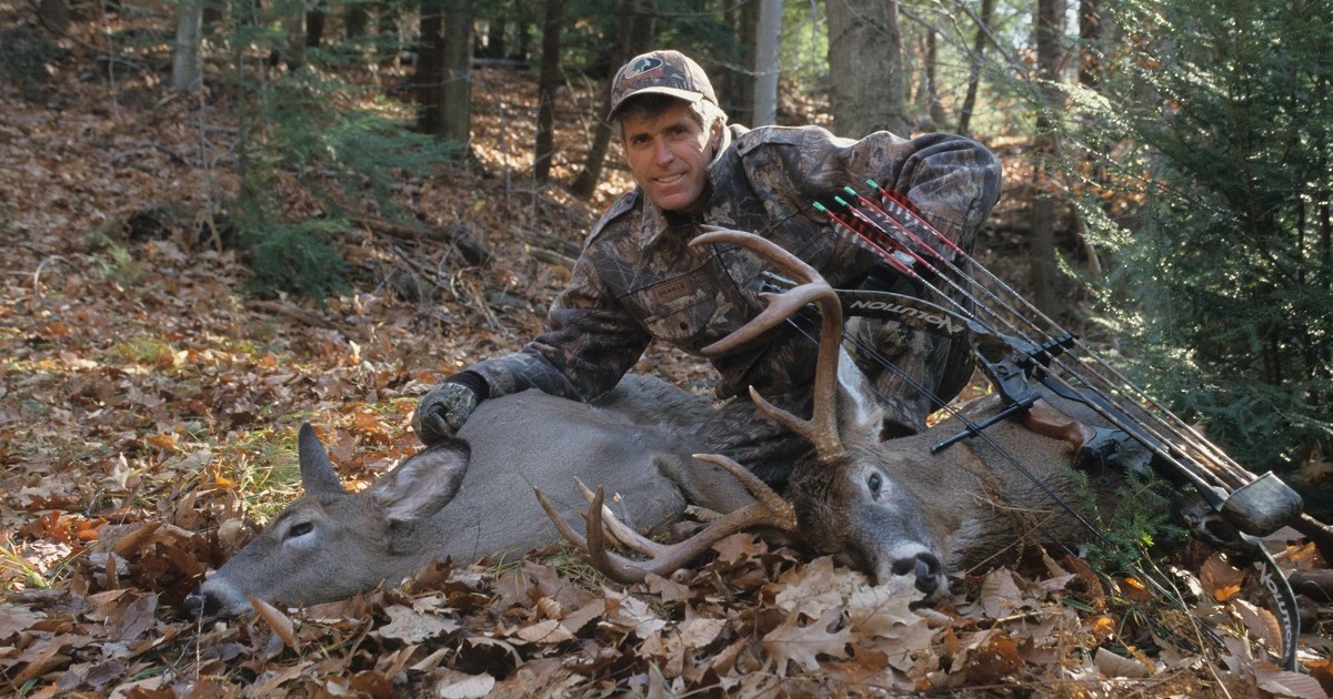 Charlie Alsheimer with his two deer killed on the same hunt