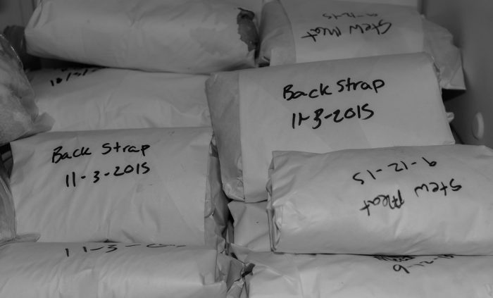 Venison wrapped and stored in the freezer