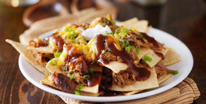Bacon barbecue ground venison nachos