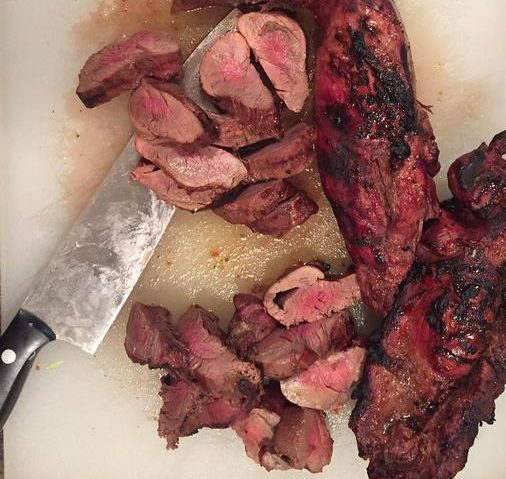 Perfectly cooked venison steak