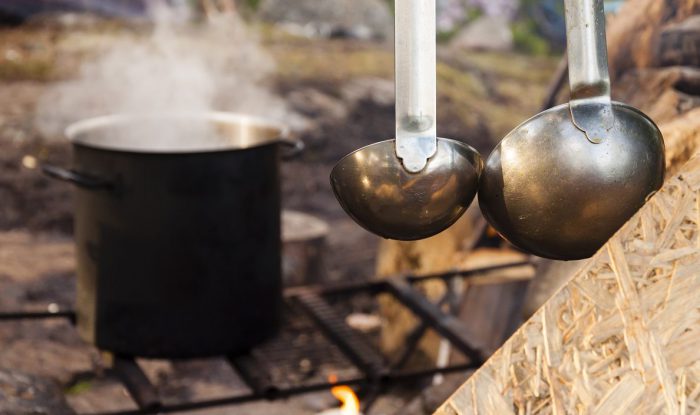 Cooking over a fire at deer camp