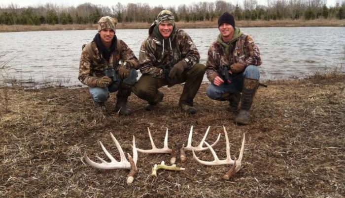 Shed hunters with big antlers